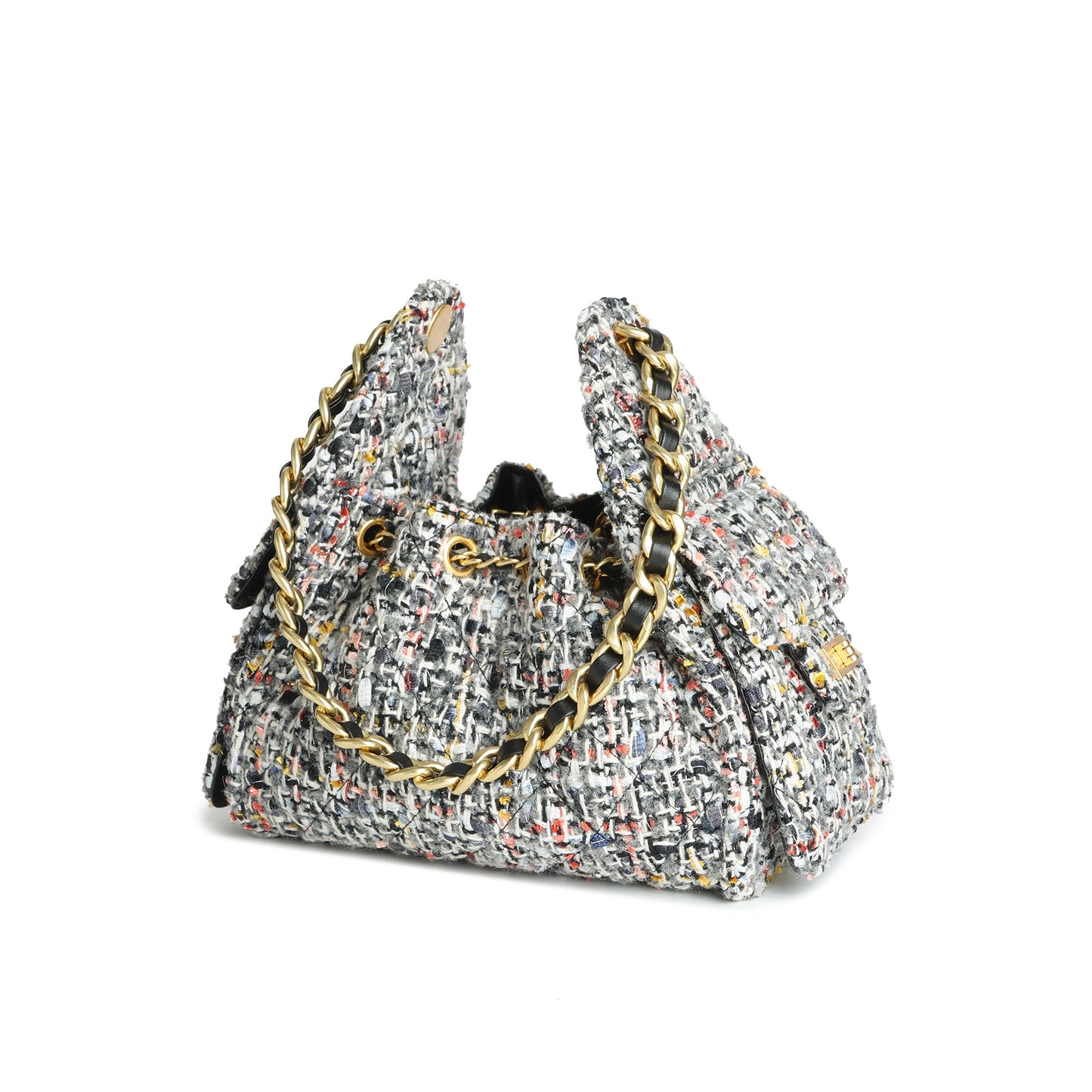 Tweed Shoulder Bag with Chain Strap