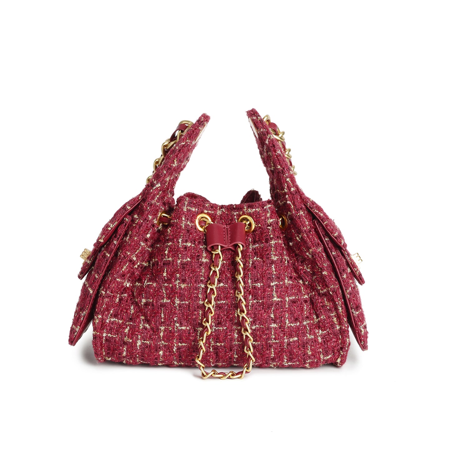 Tweed Shoulder Bag with Chain Strap