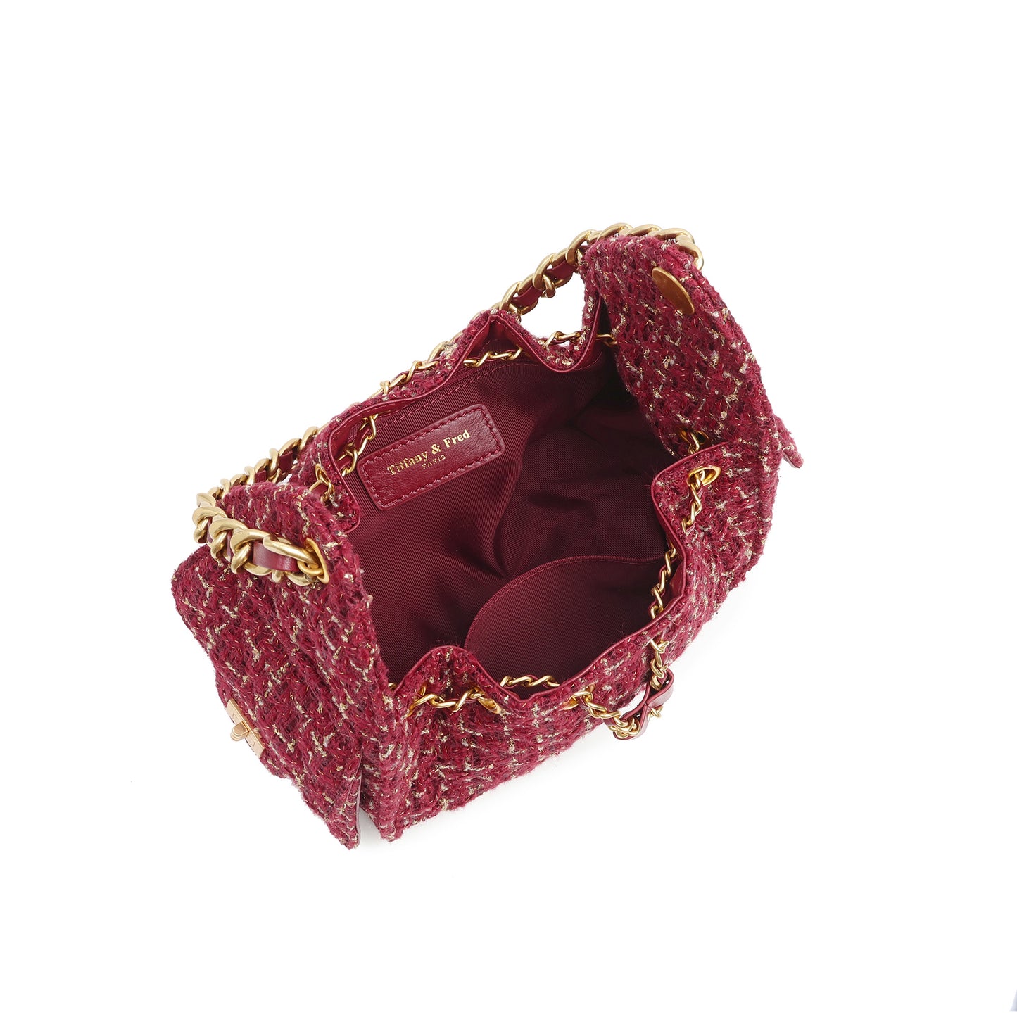 Tweed Shoulder Bag with Chain Strap