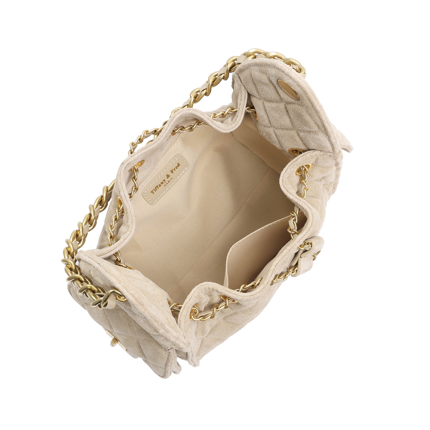 Soft Quilted Suede Shoulder Bag with Chain Detail