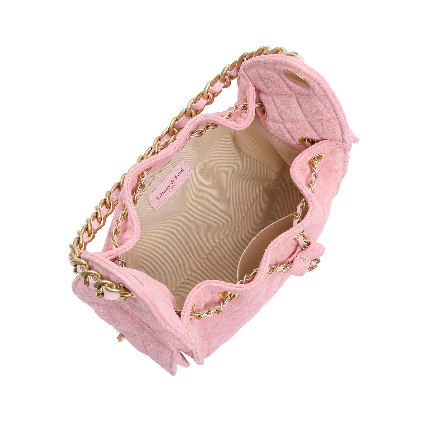 Soft Quilted Suede Shoulder Bag with Chain Detail