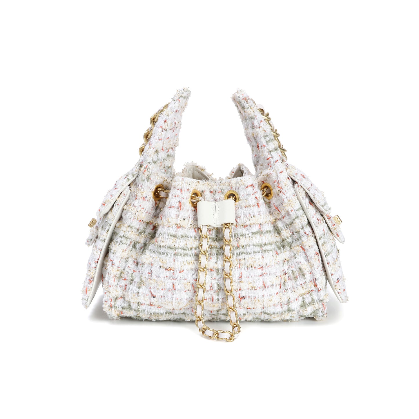 Tweed Shoulder Bag with Chain Strap