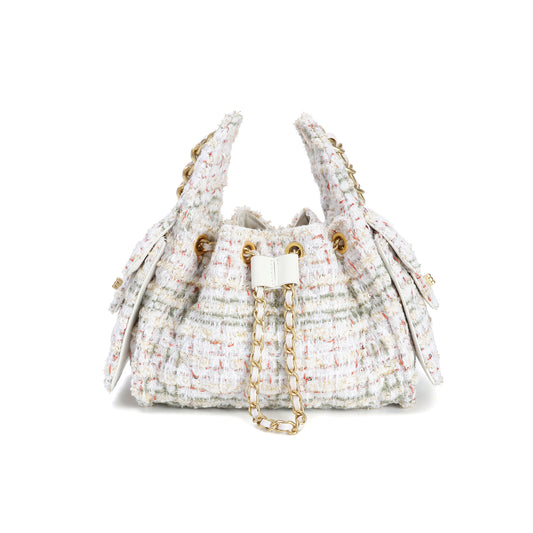 Tweed Shoulder Bag with Chain Strap