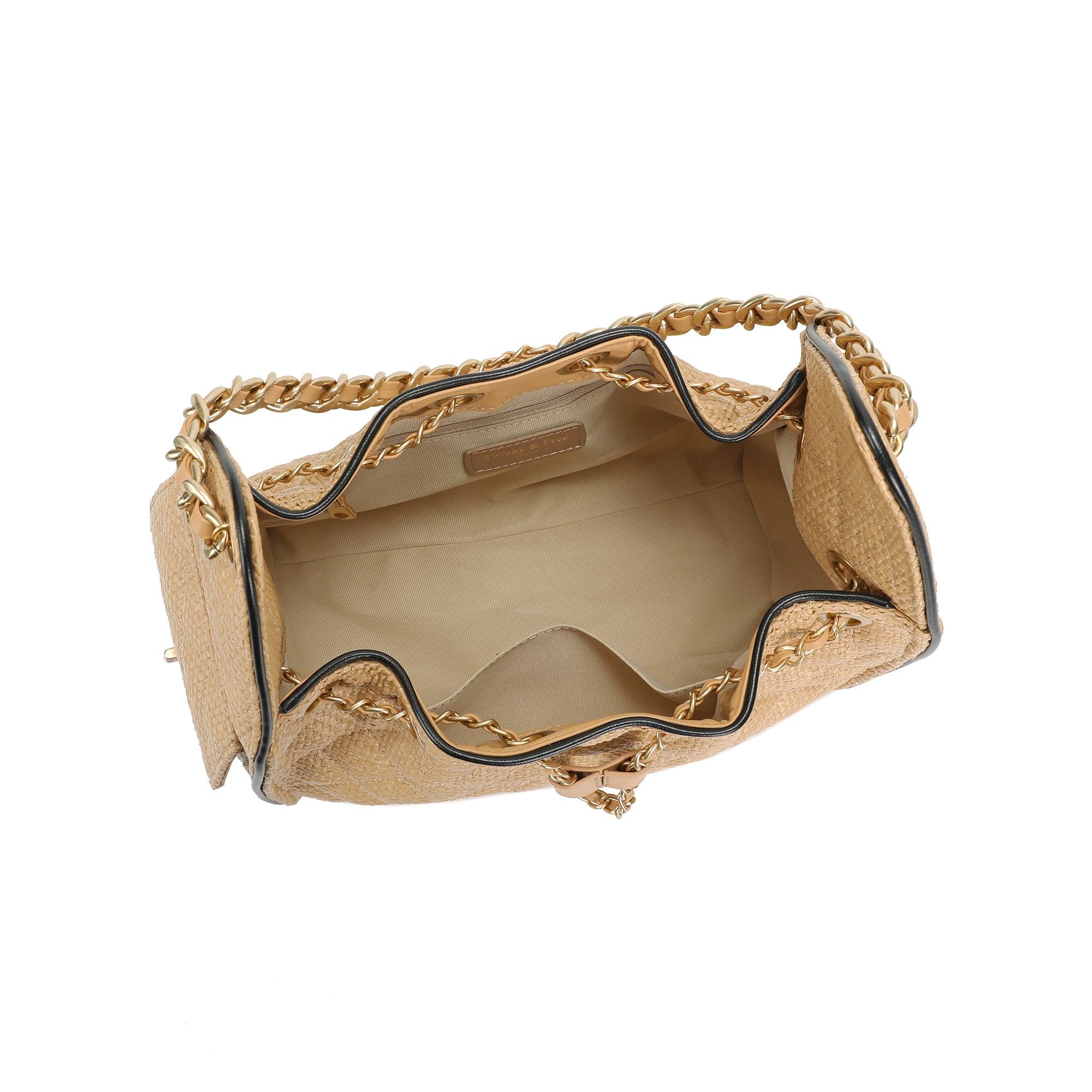 Woven Canvas Shoulder Bag with Sheepskin Leather Trim – Tiffany