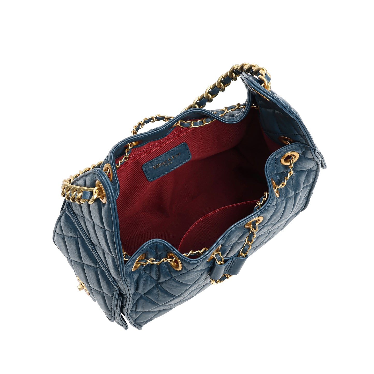 Quilted Sheepskin Leather Shoulder Bag with Chain Strap