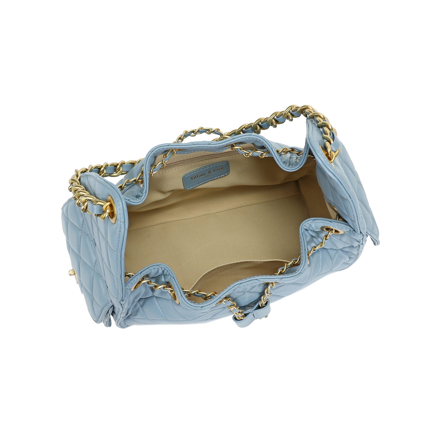 Quilted Sheepskin Leather Shoulder Bag with Chain Strap