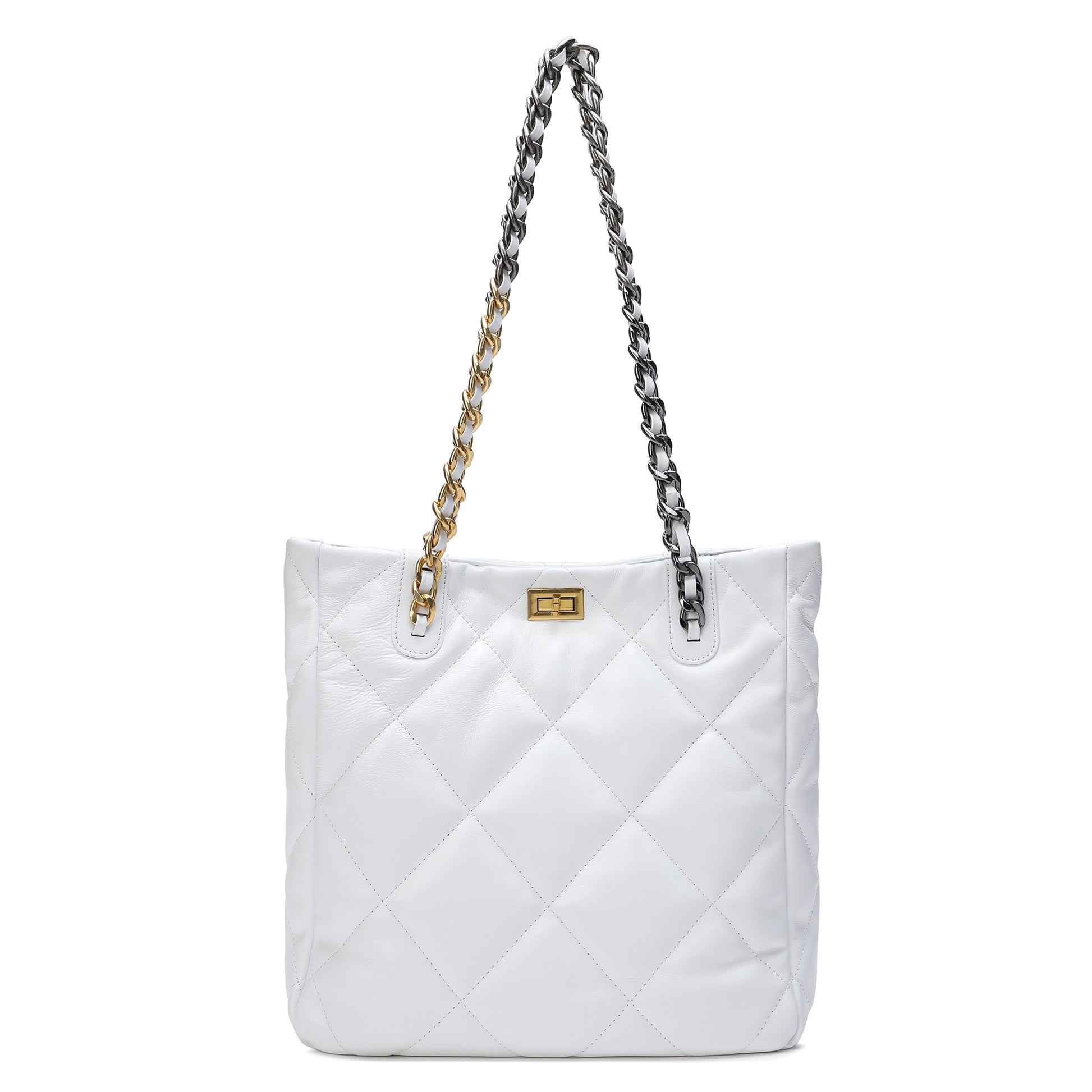 Tiffany & Fred Quilted Sheepskin Leather Tote Bag