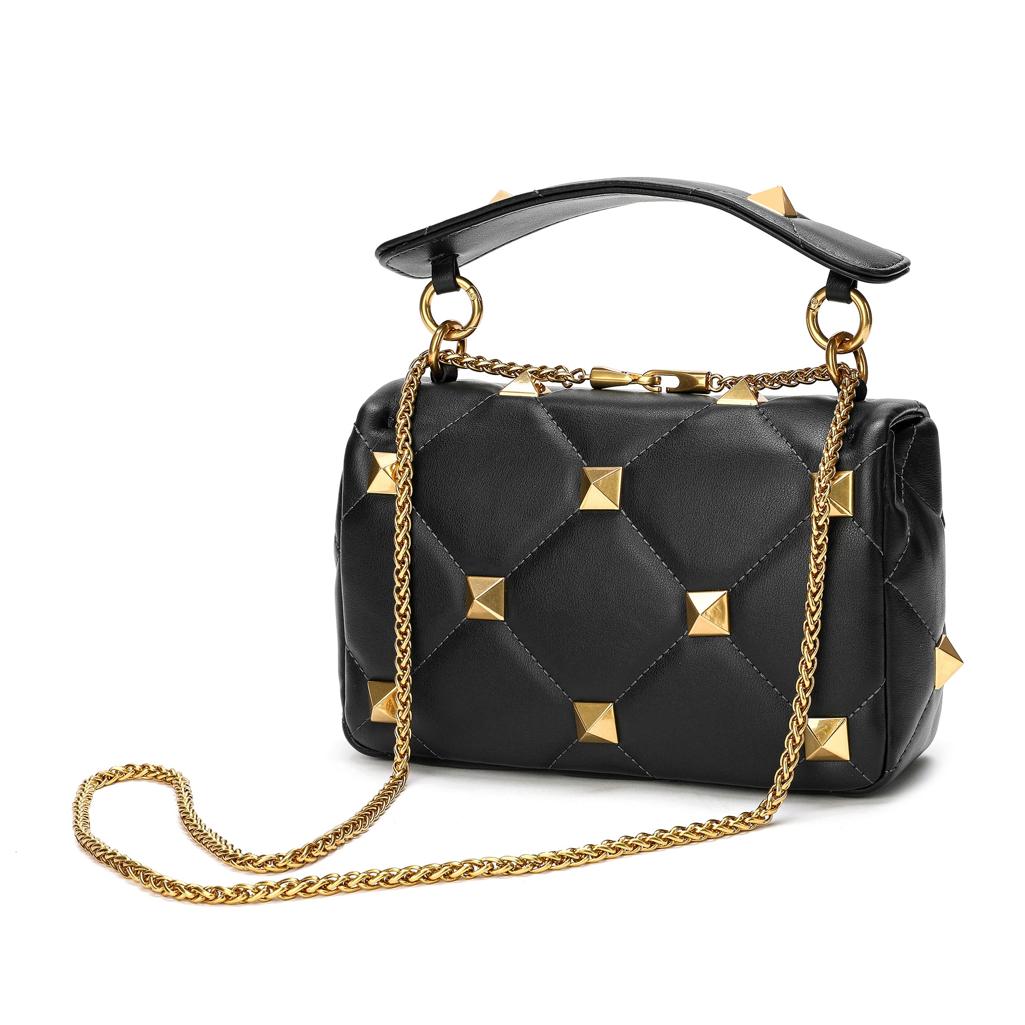 Black and 2024 gold studded bag