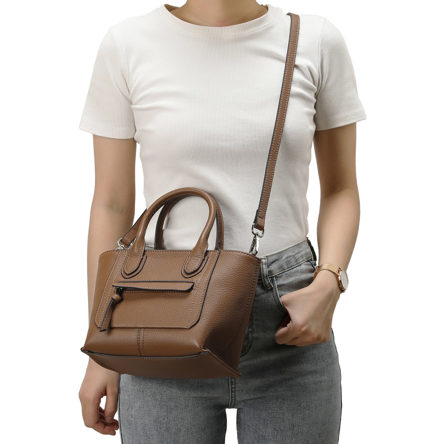 Tiffany & Fred Full-Grain Leather Top-handle/Shoulder Bag