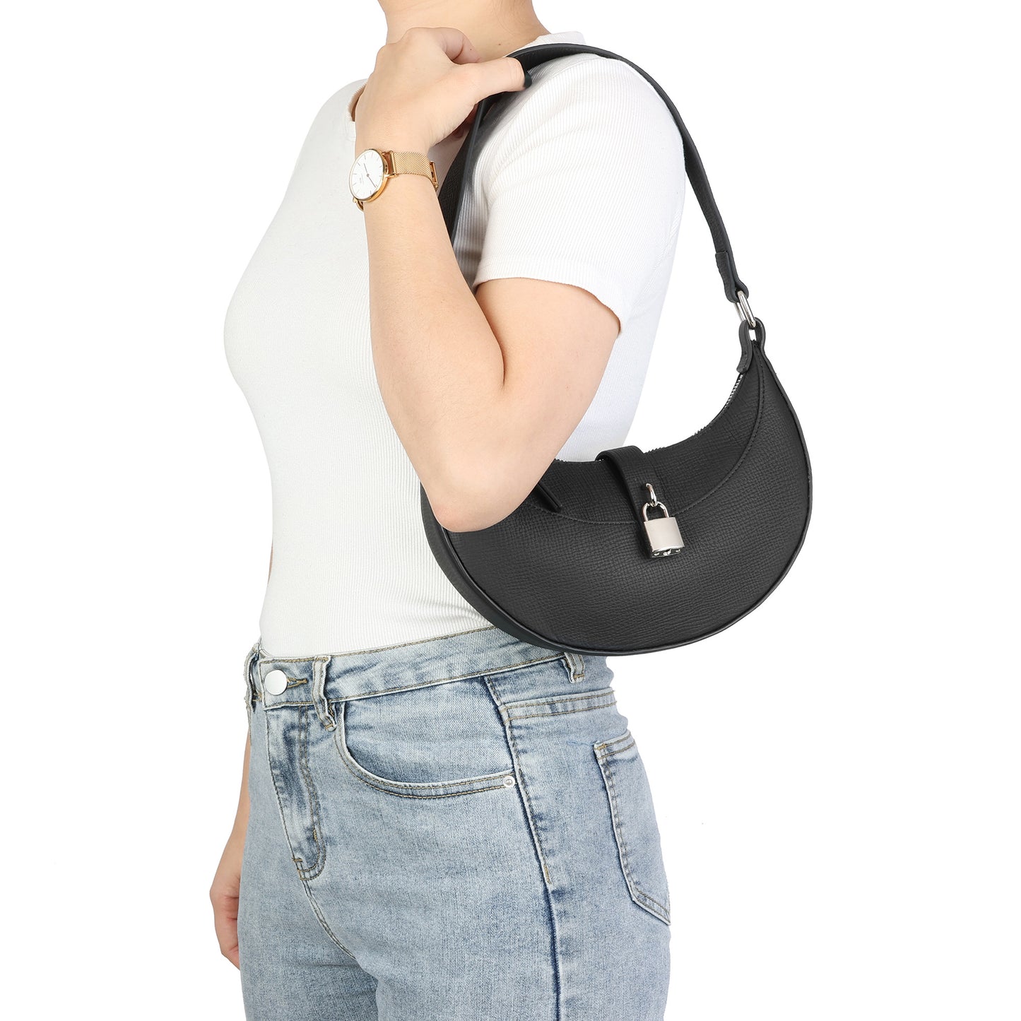 Sleek Crescent Shoulder Bag