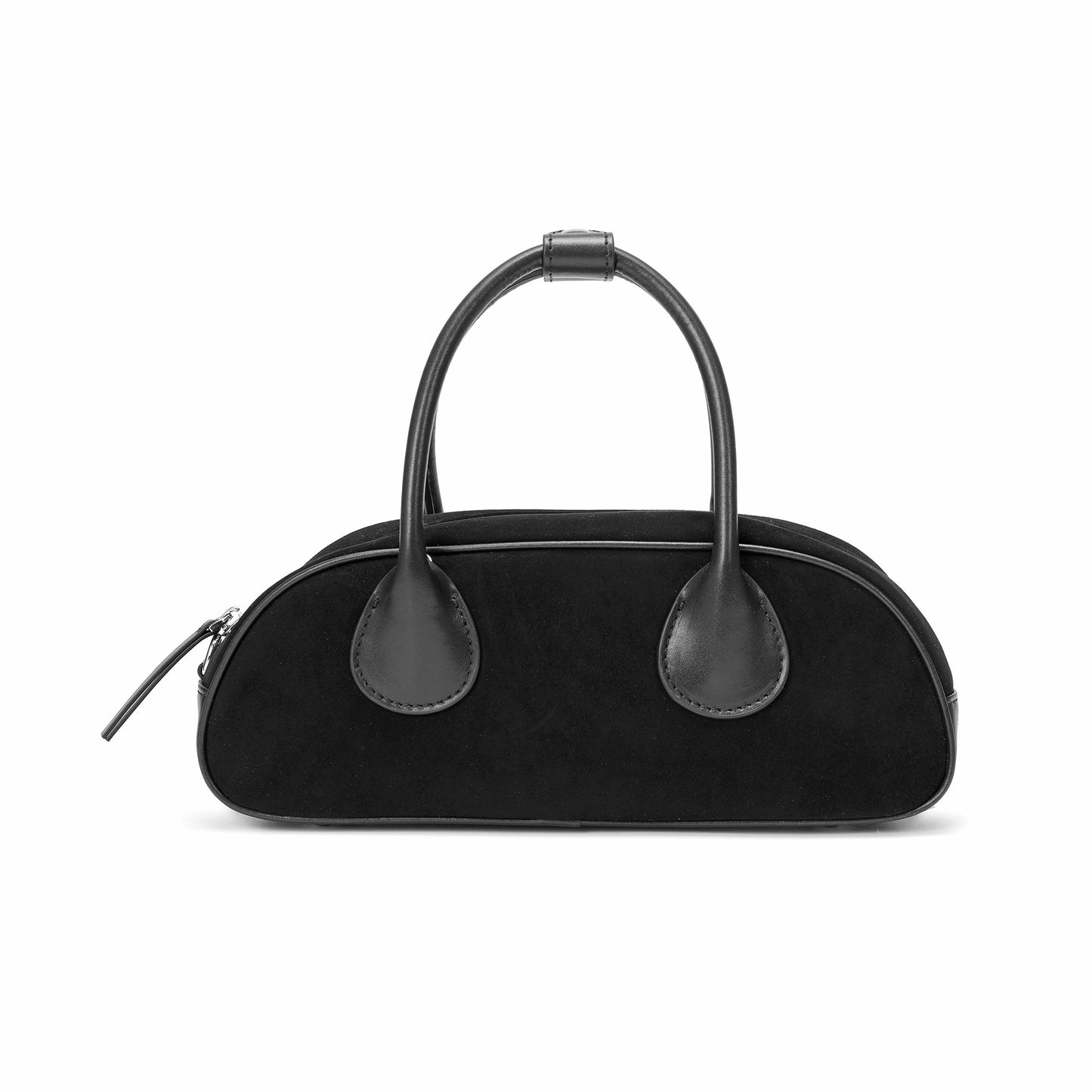 Elegant Suede Mini Handbag with Leather Accents