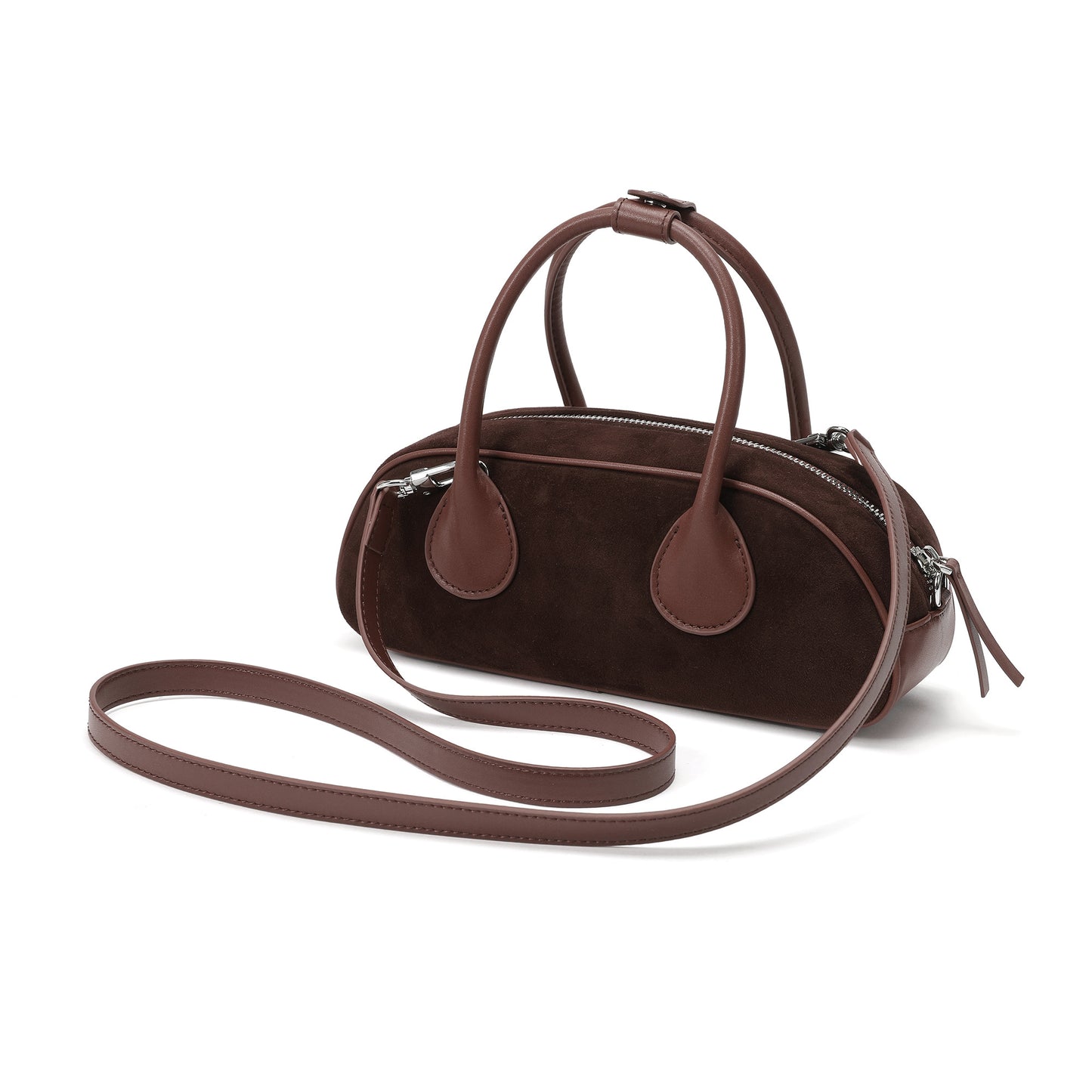 Elegant Suede Mini Handbag with Leather Accents