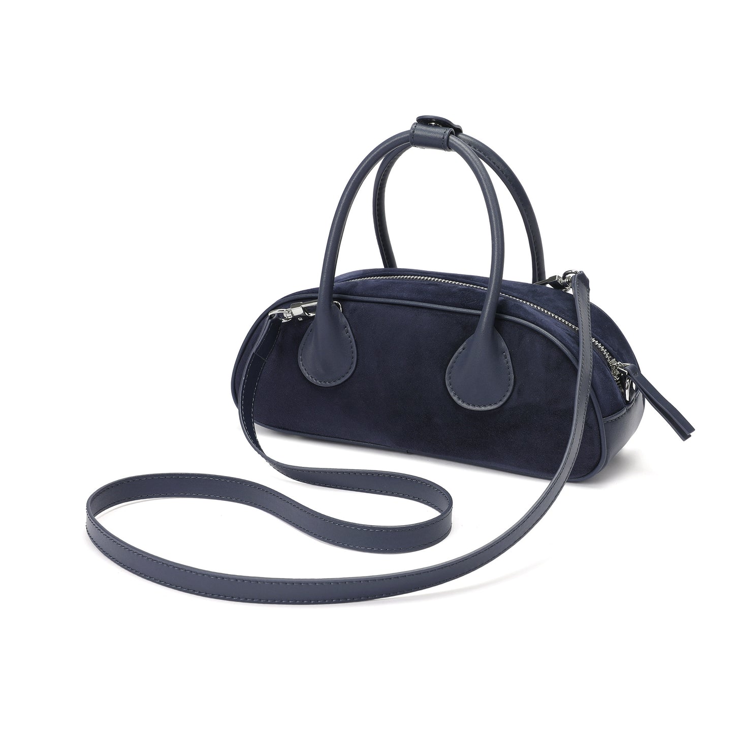 Elegant Suede Mini Handbag with Leather Accents