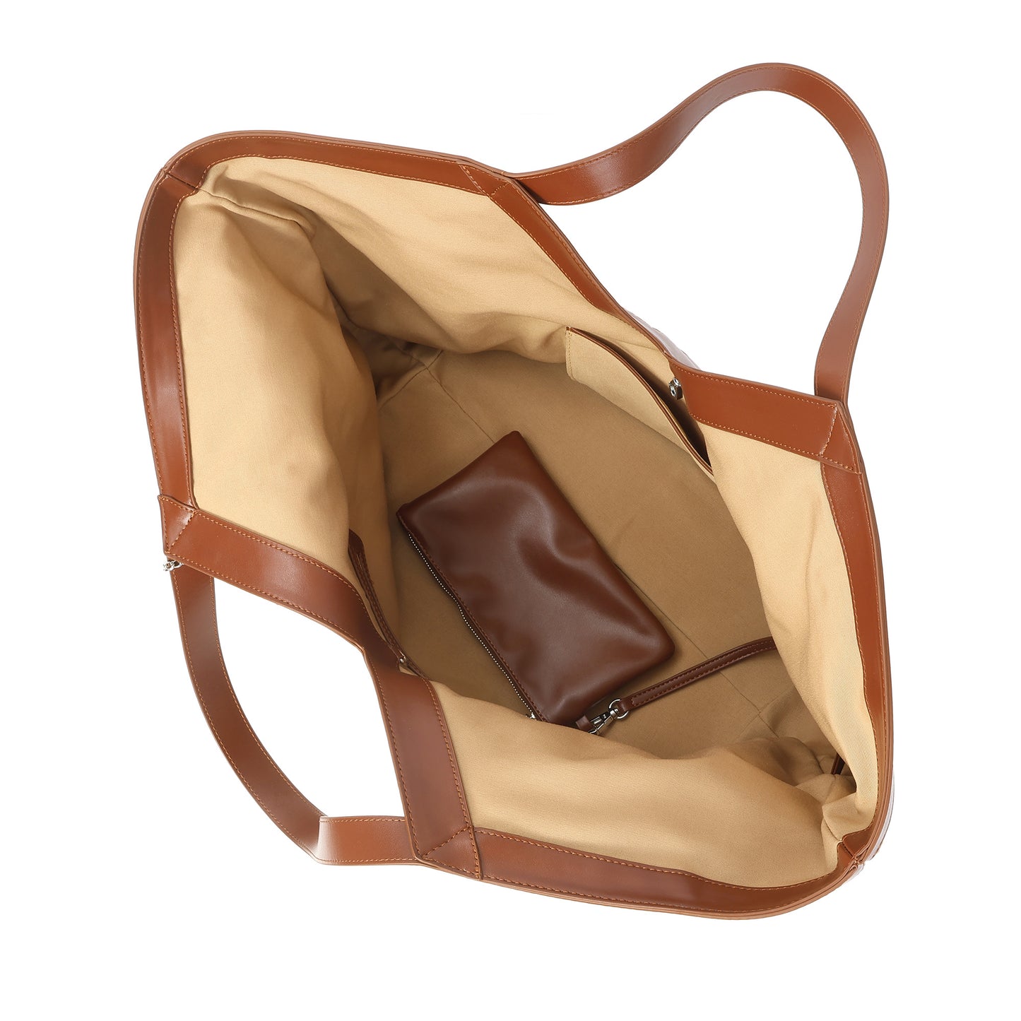 Oversized Raffia Tote with Leather Trim and Removable Pouch