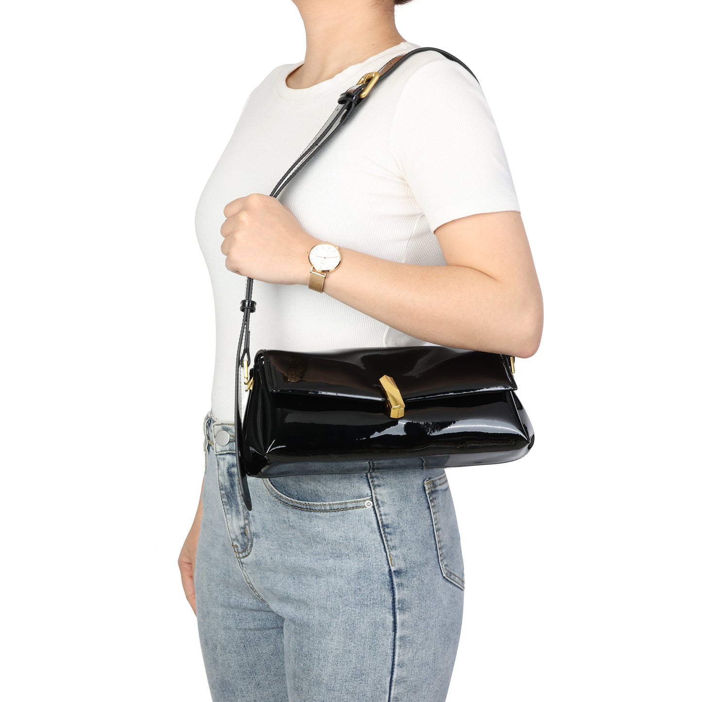 Elegant Patent Leather Shoulder Bag