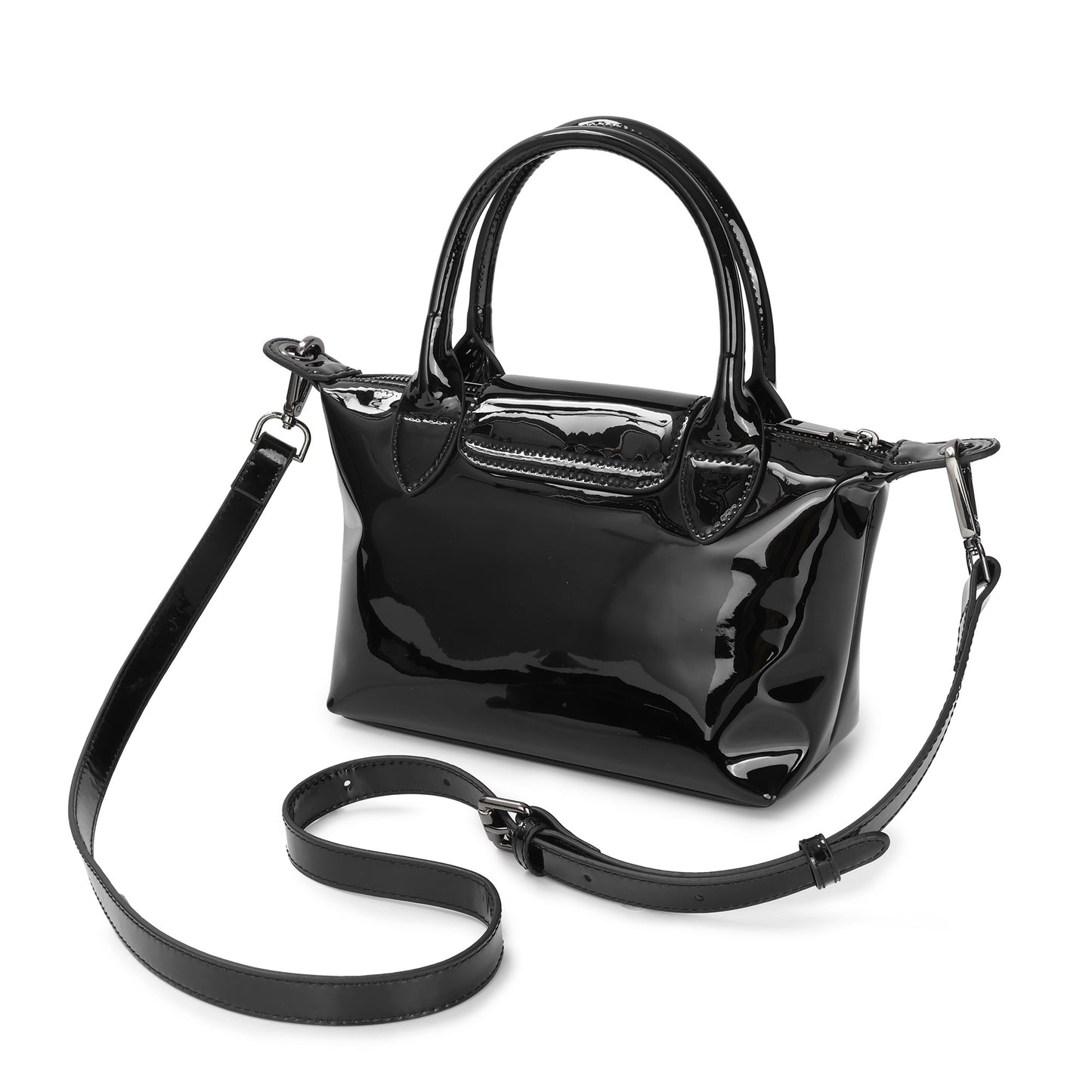 Compact Patent Leather Satchel