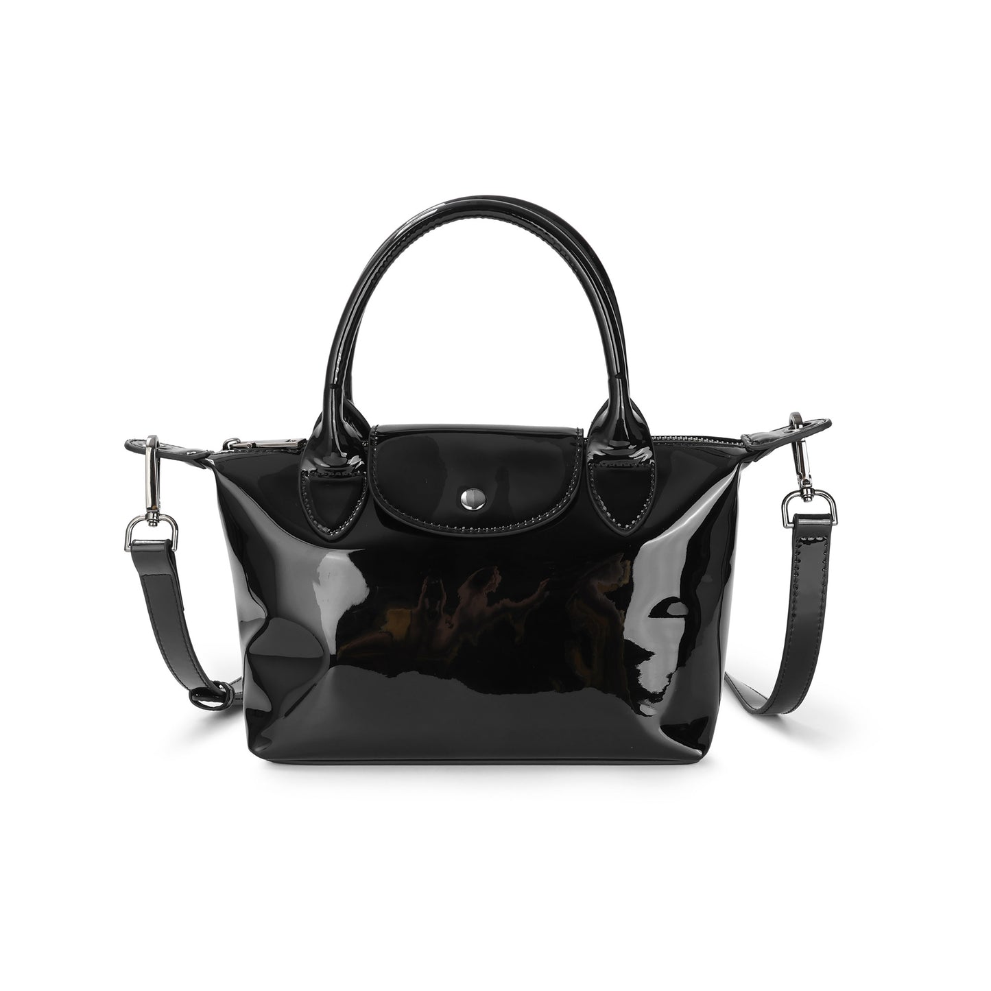 Compact Patent Leather Satchel