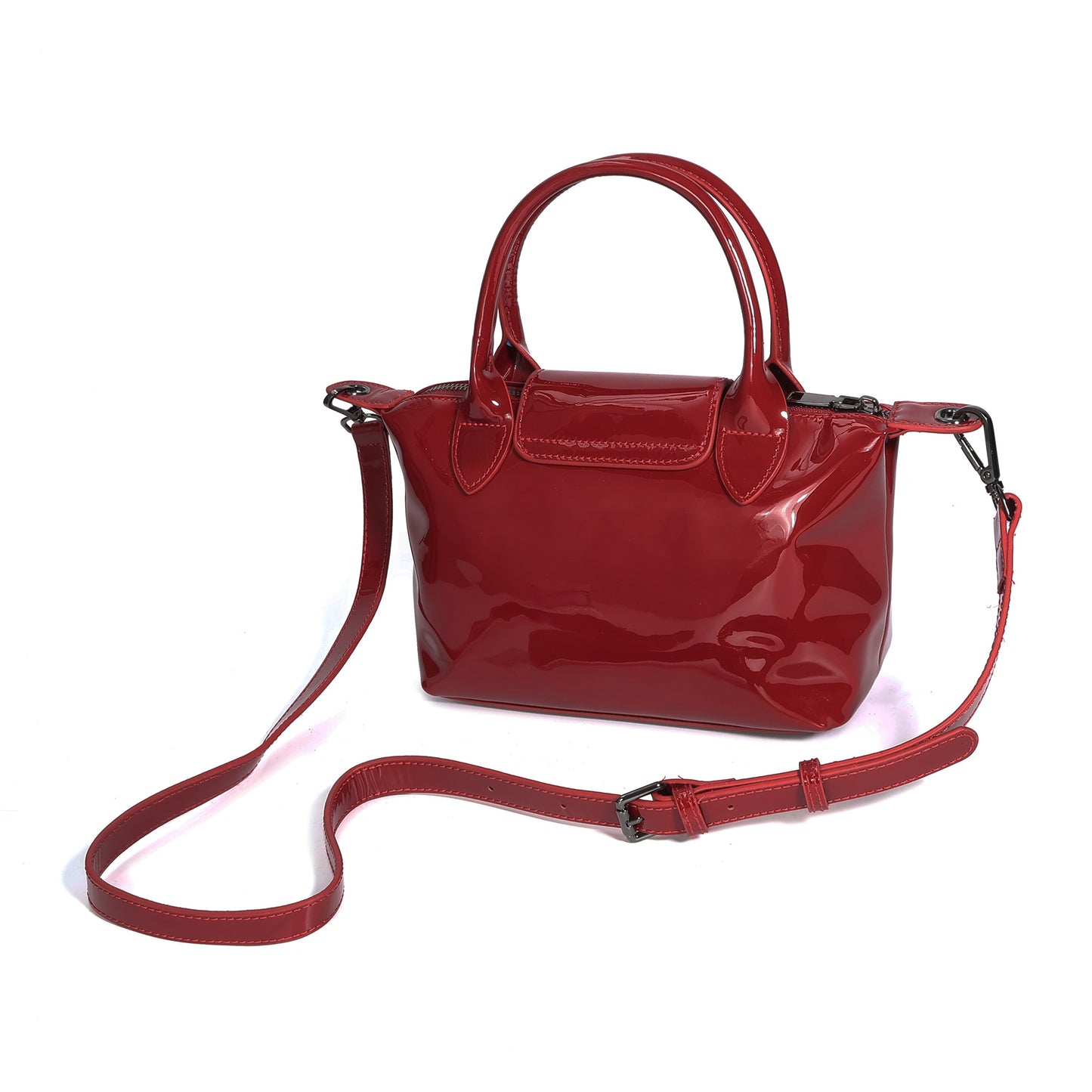 Compact Patent Leather Satchel