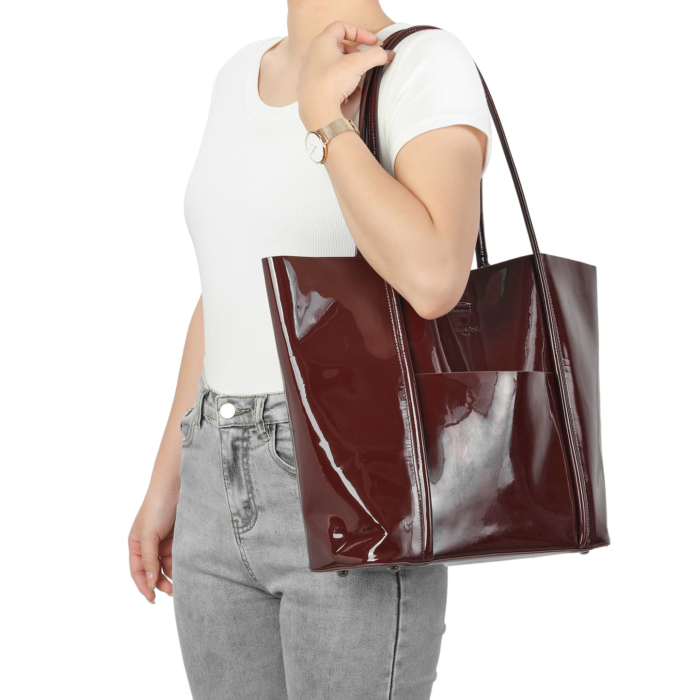 High-Gloss Patent Leather Tote