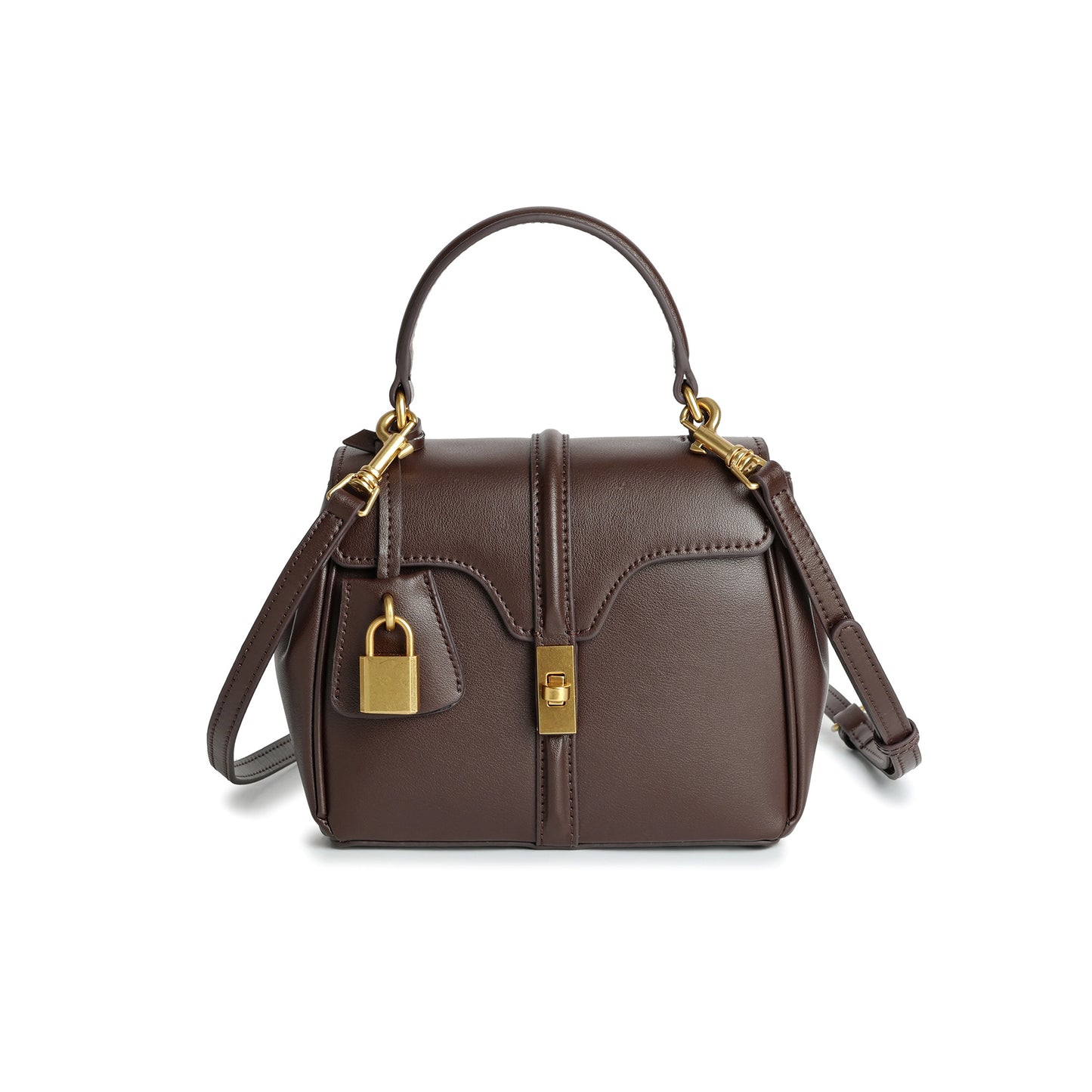 Smooth Leather Top-handle Shoulder Bag