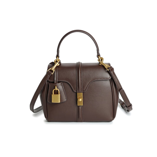 Smooth Leather Top-handle Shoulder Bag