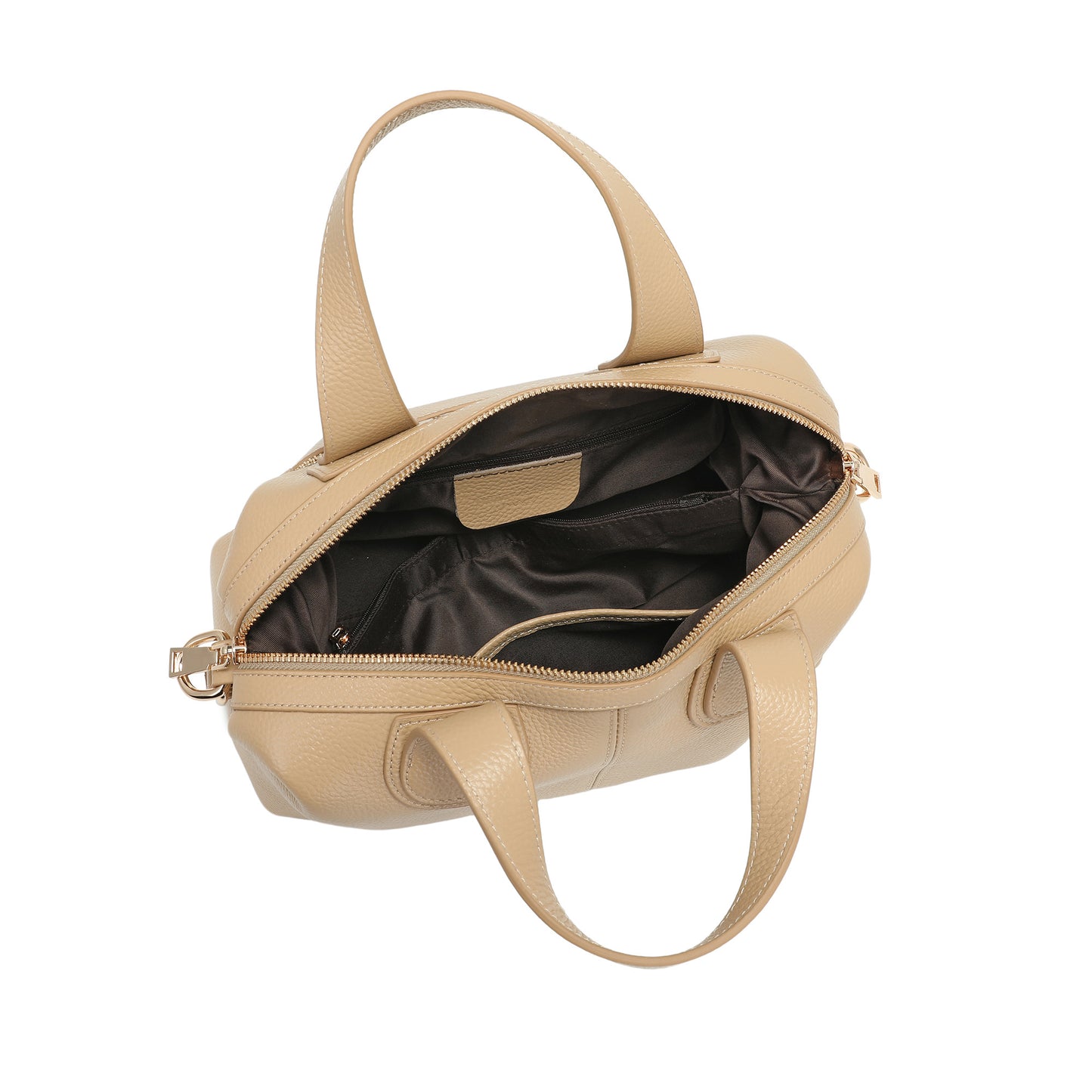 Pebbled Leather Satchel with Woven Strap