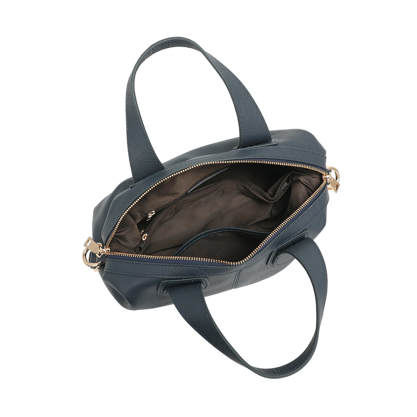 Pebbled Leather Satchel with Woven Strap