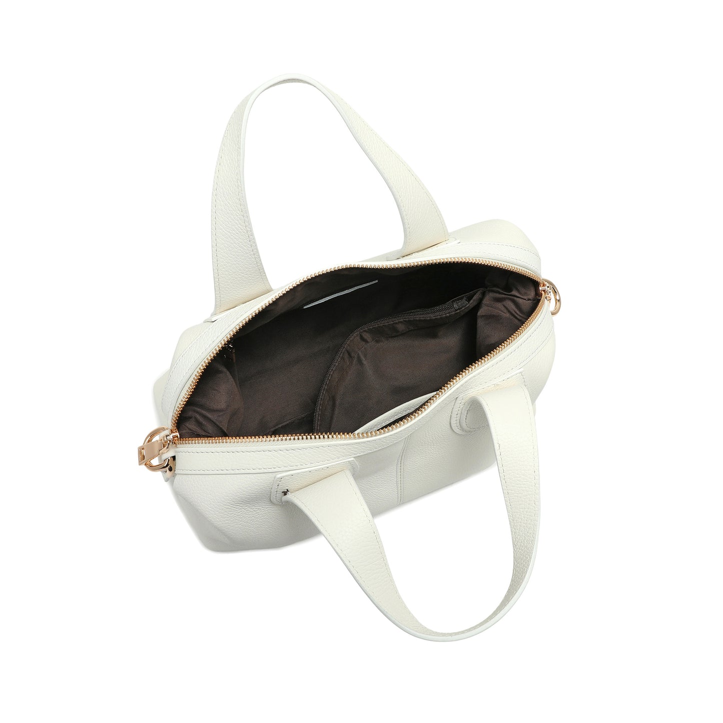 Pebbled Leather Satchel with Woven Strap