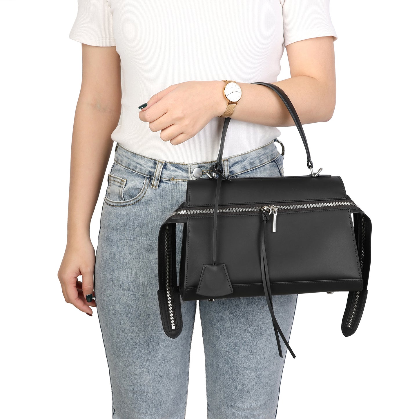 Elegant Structured Top Handle Bag