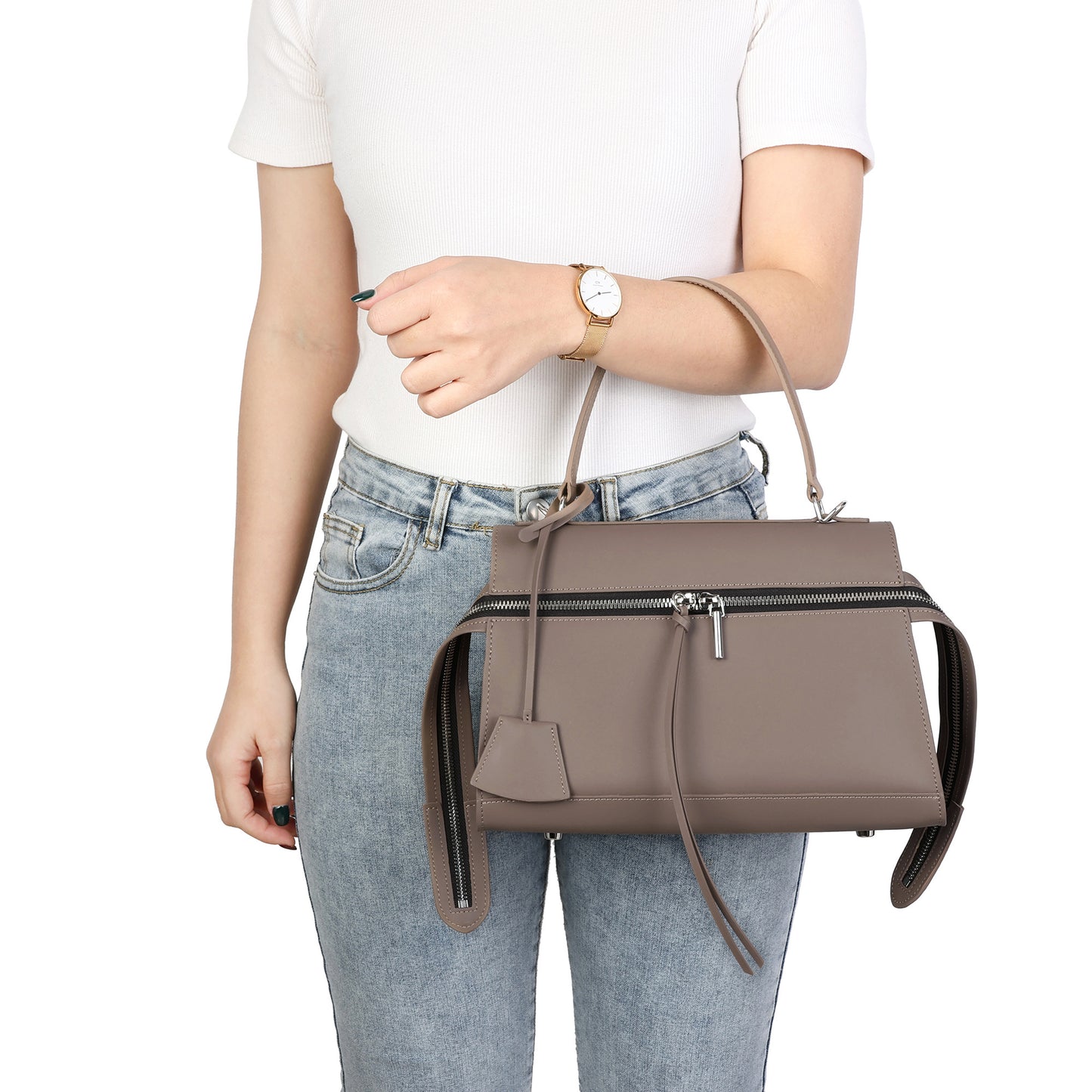 Elegant Structured Top Handle Bag