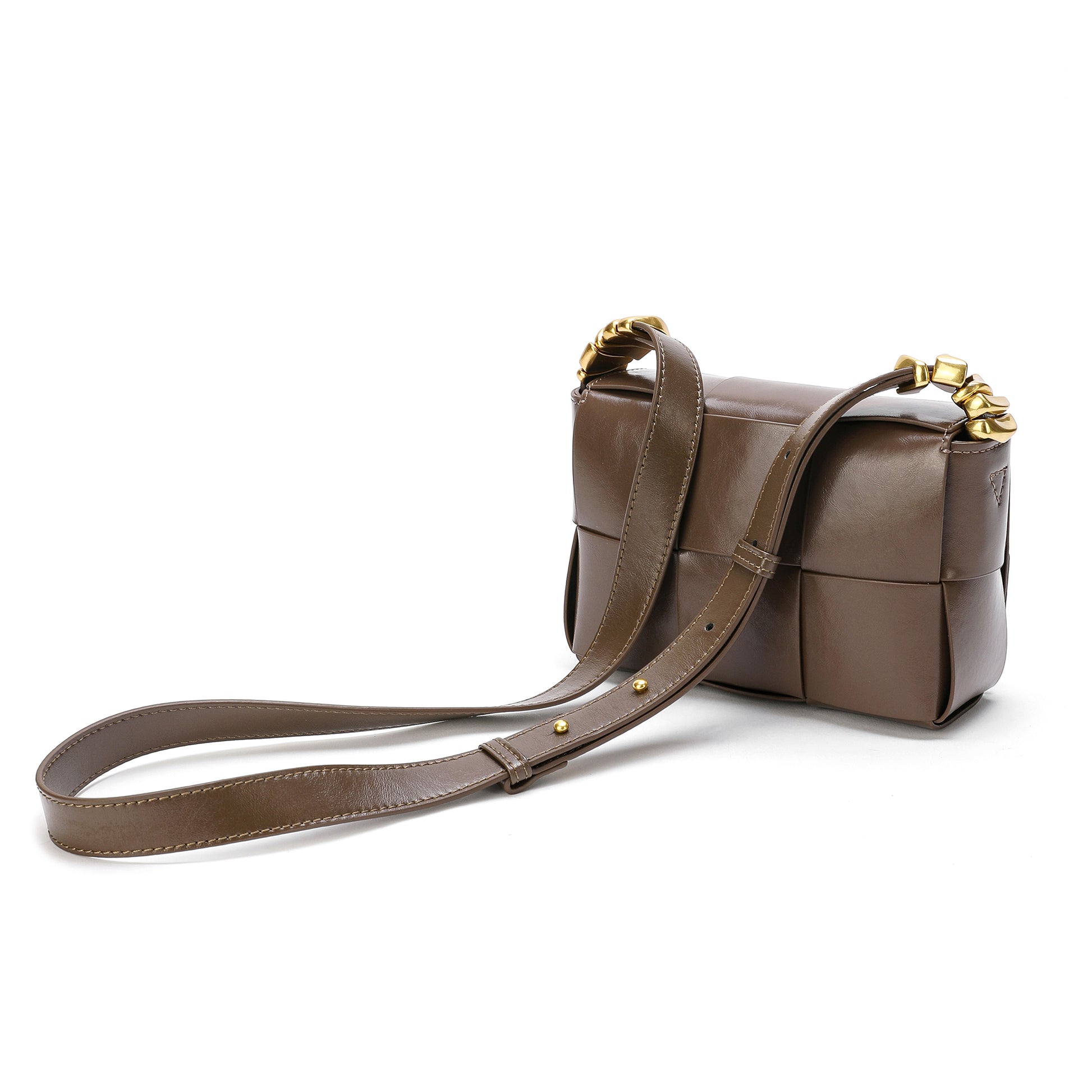 Mint Woven Leather Crossbody Bag