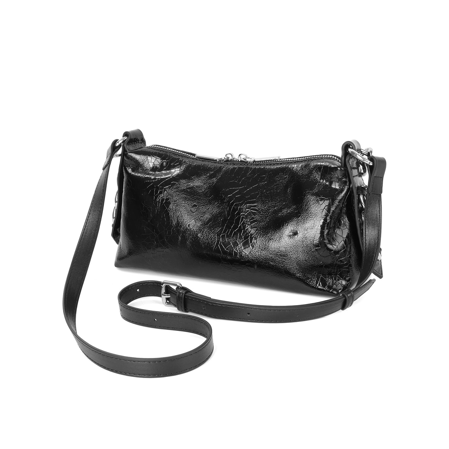 Metallic Leather Chain Shoulder & Crossbody Bag