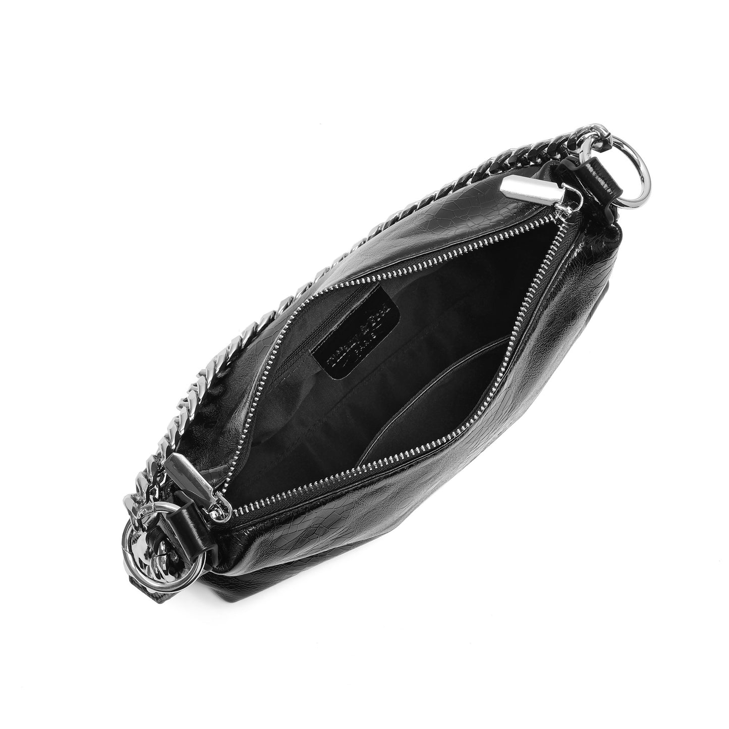 Metallic Leather Chain Shoulder & Crossbody Bag