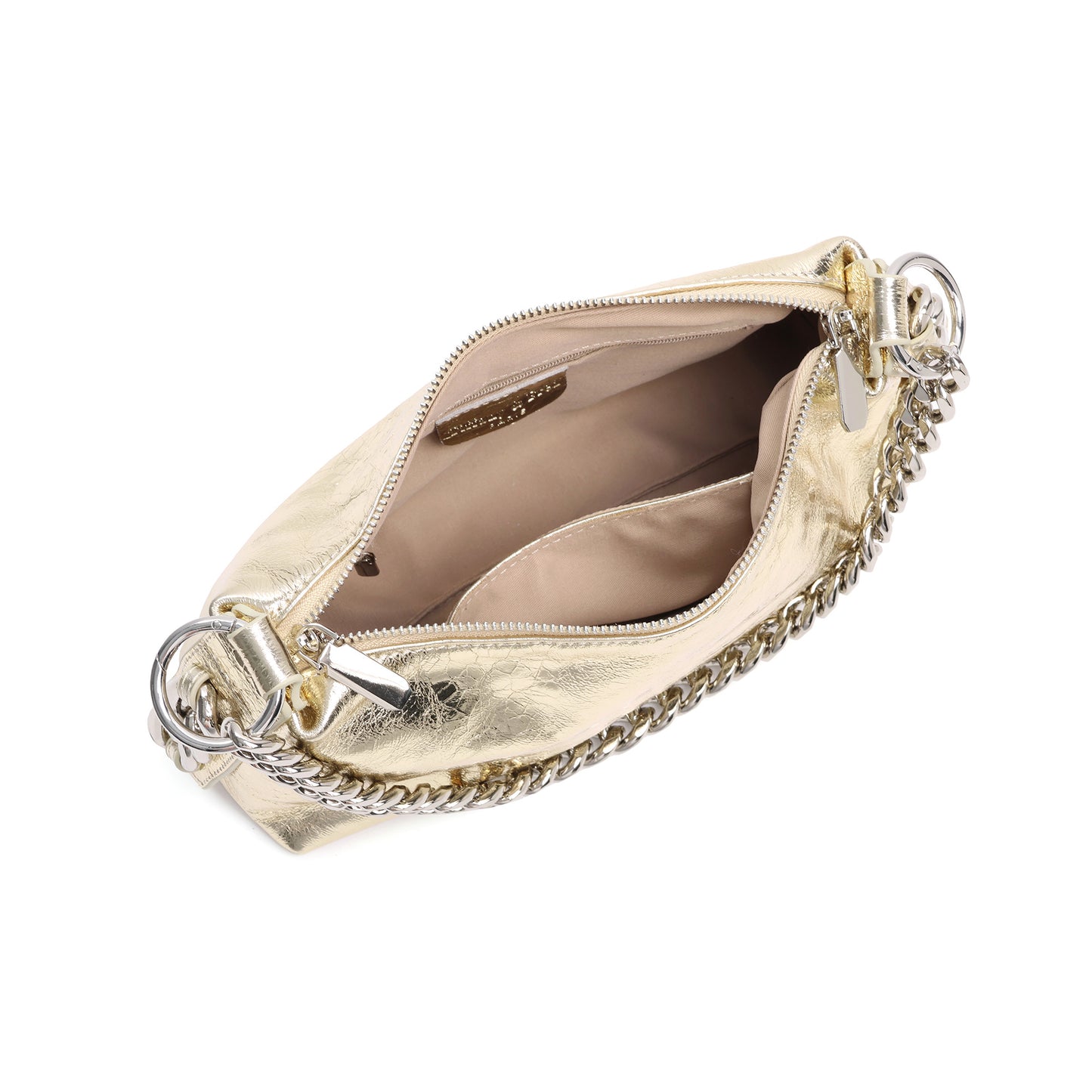 Metallic Leather Chain Shoulder & Crossbody Bag