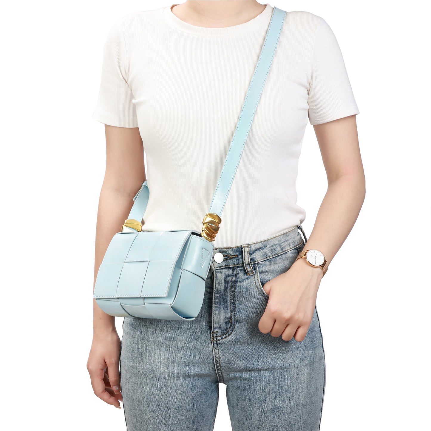 Woven Leather Crossbody Bag