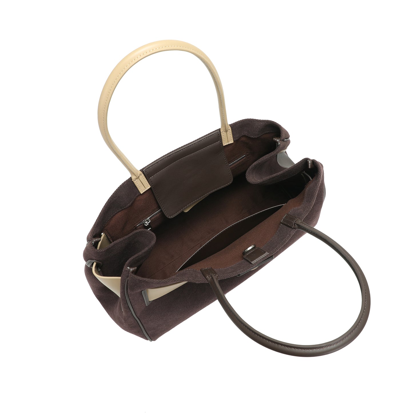 Canvas & Leather Belted Top Handle Tote