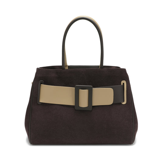 Canvas & Leather Belted Top Handle Tote