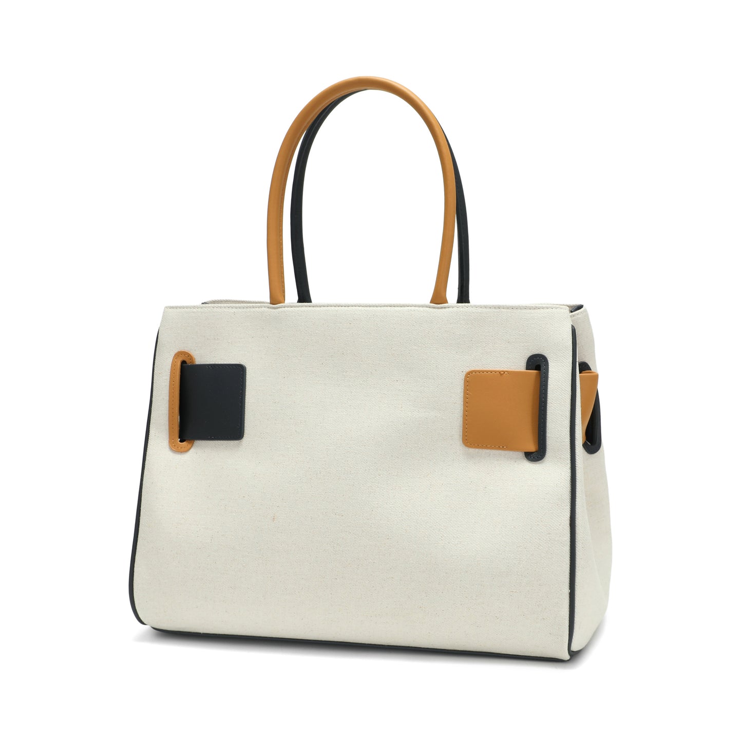 Canvas & Leather Belted Top Handle Tote