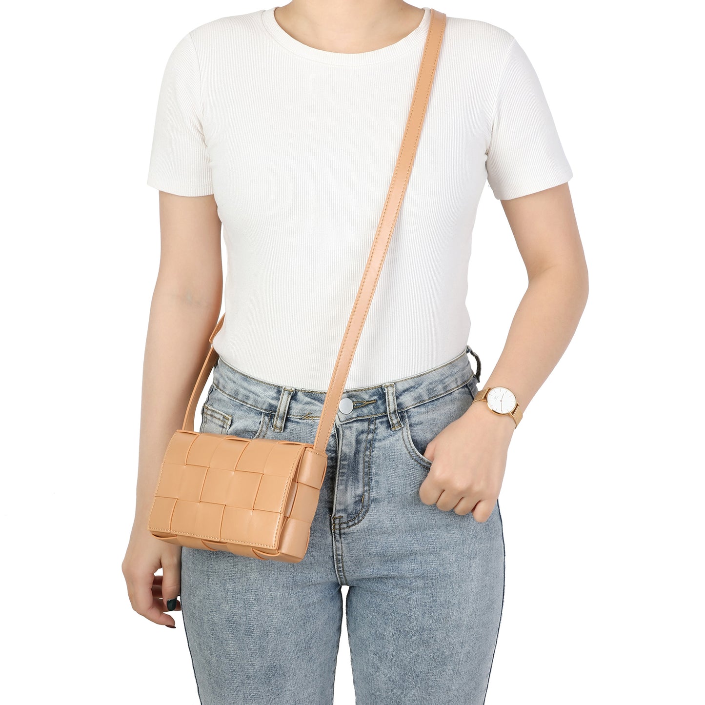 Hand-Woven Leather Crossbody Bag