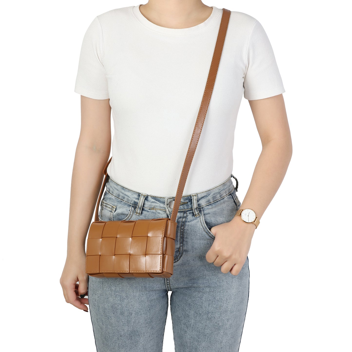 Hand-Woven Leather Crossbody Bag