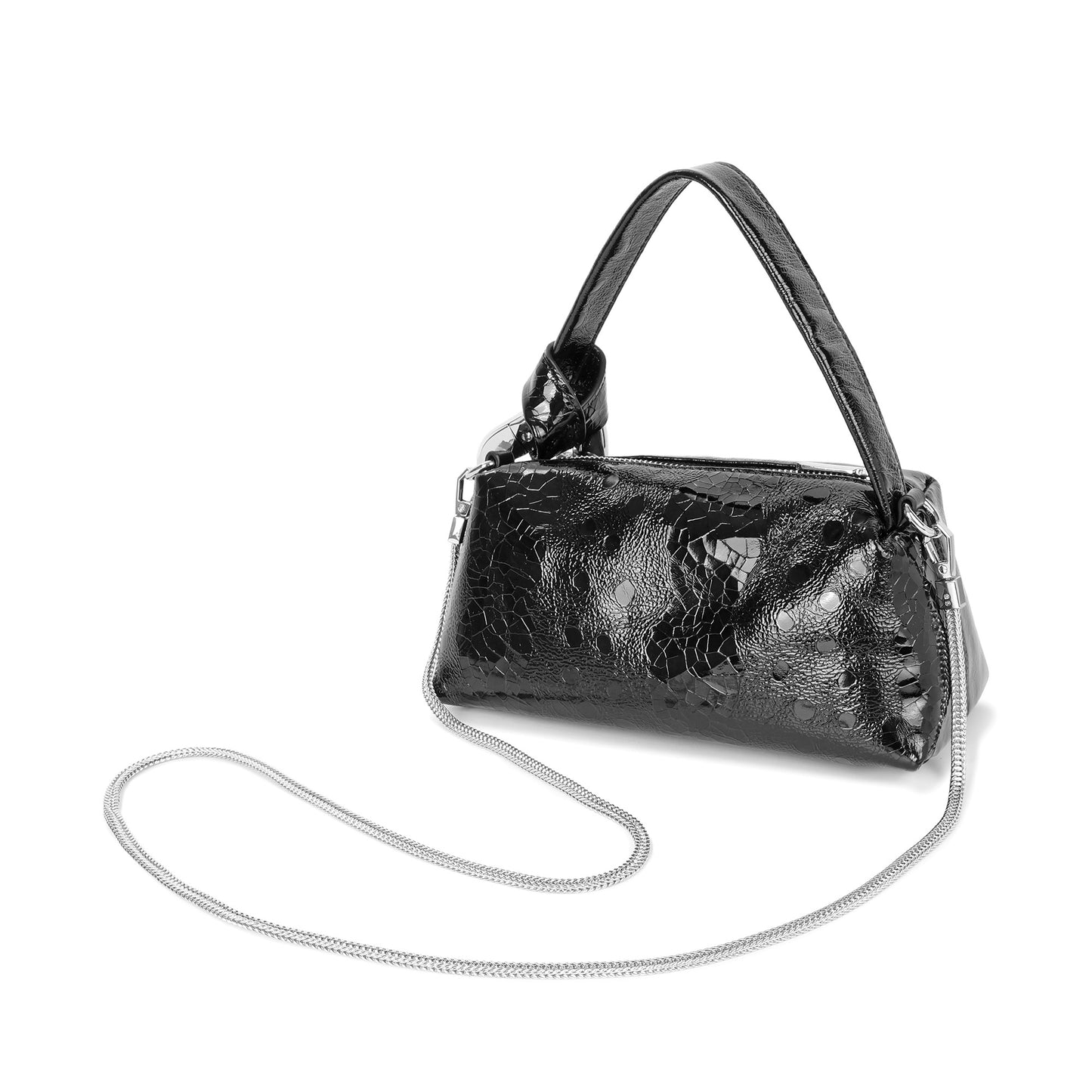 Metallic Leather Mini Top Handle & Crossbody Bag