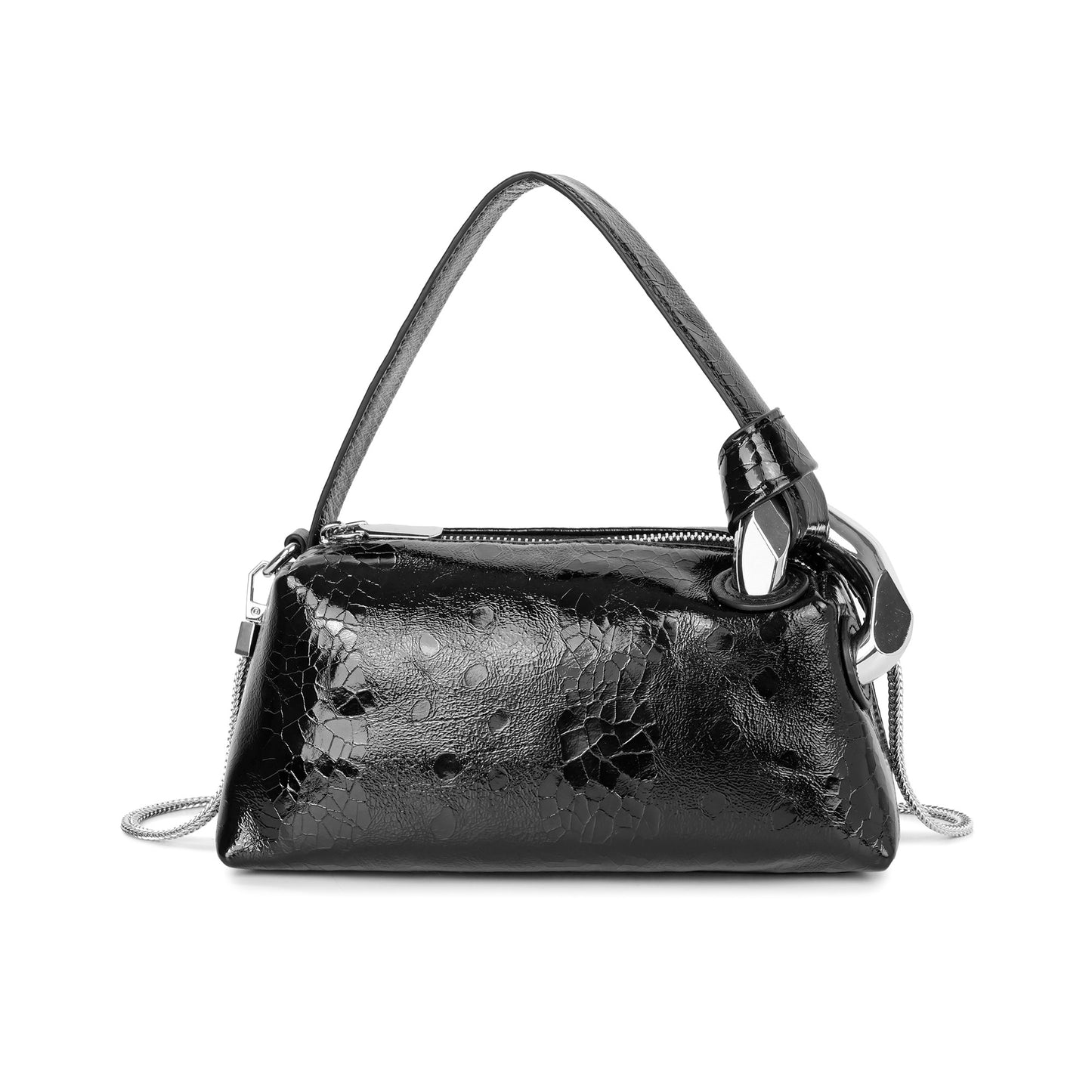 Metallic Leather Mini Top Handle & Crossbody Bag