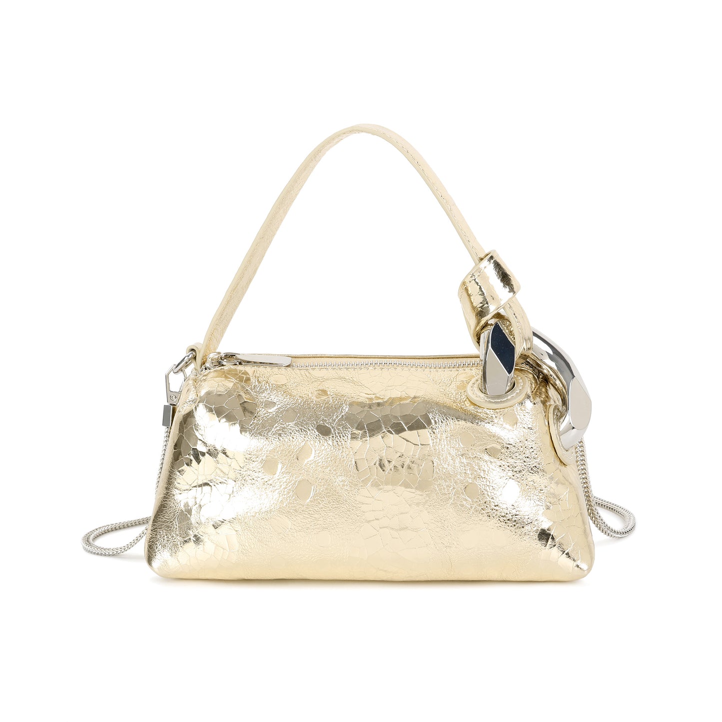 Metallic Leather Mini Top Handle & Crossbody Bag