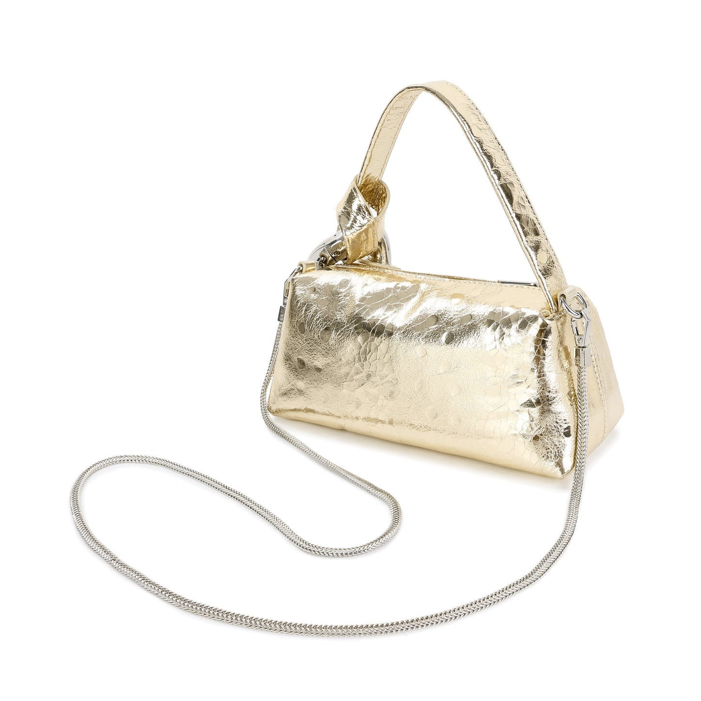 Metallic Leather Mini Top Handle & Crossbody Bag