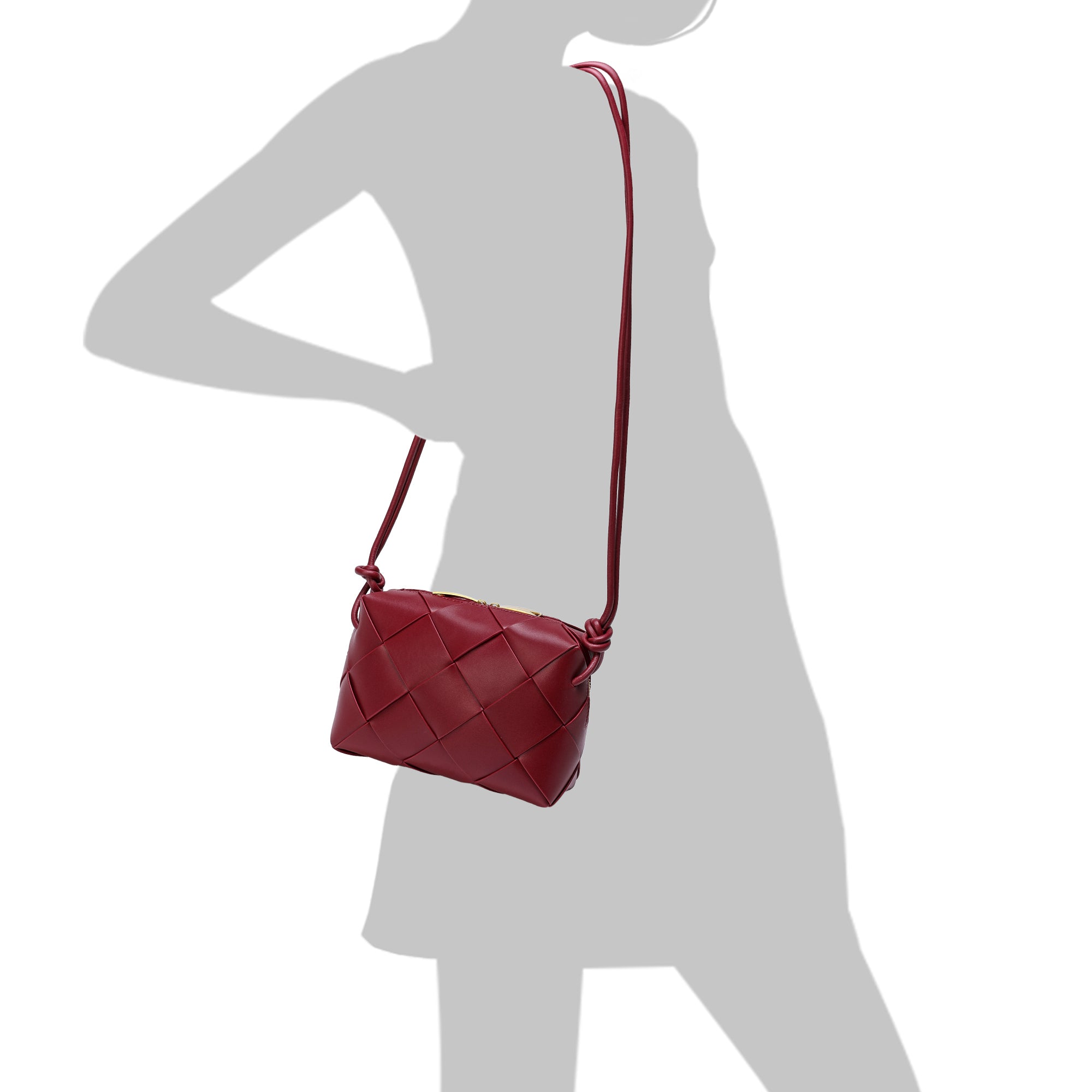Bottega Veneta Women's Leather Cross Body Bag - Burgundy - One Size