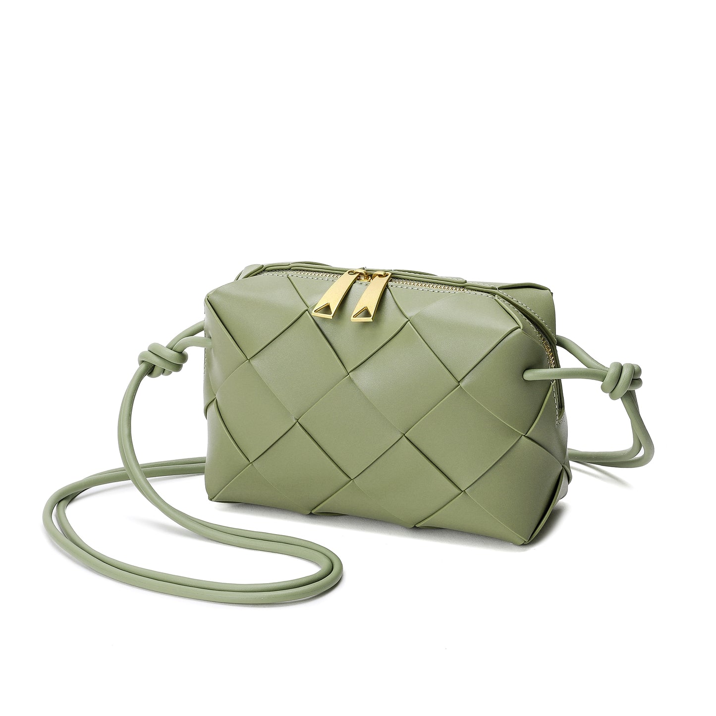 Tiffany & Fred Smooth Woven Leather Top-Handle Crossbody/Shoulder Bag