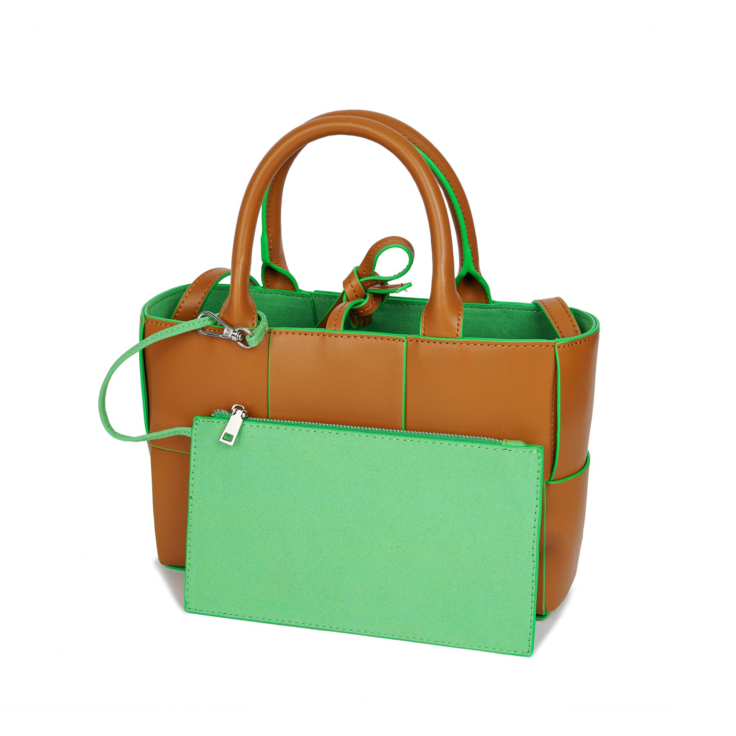 Tiffany & Fred Woven Smooth Leather Top-Handle Shoulder Bag