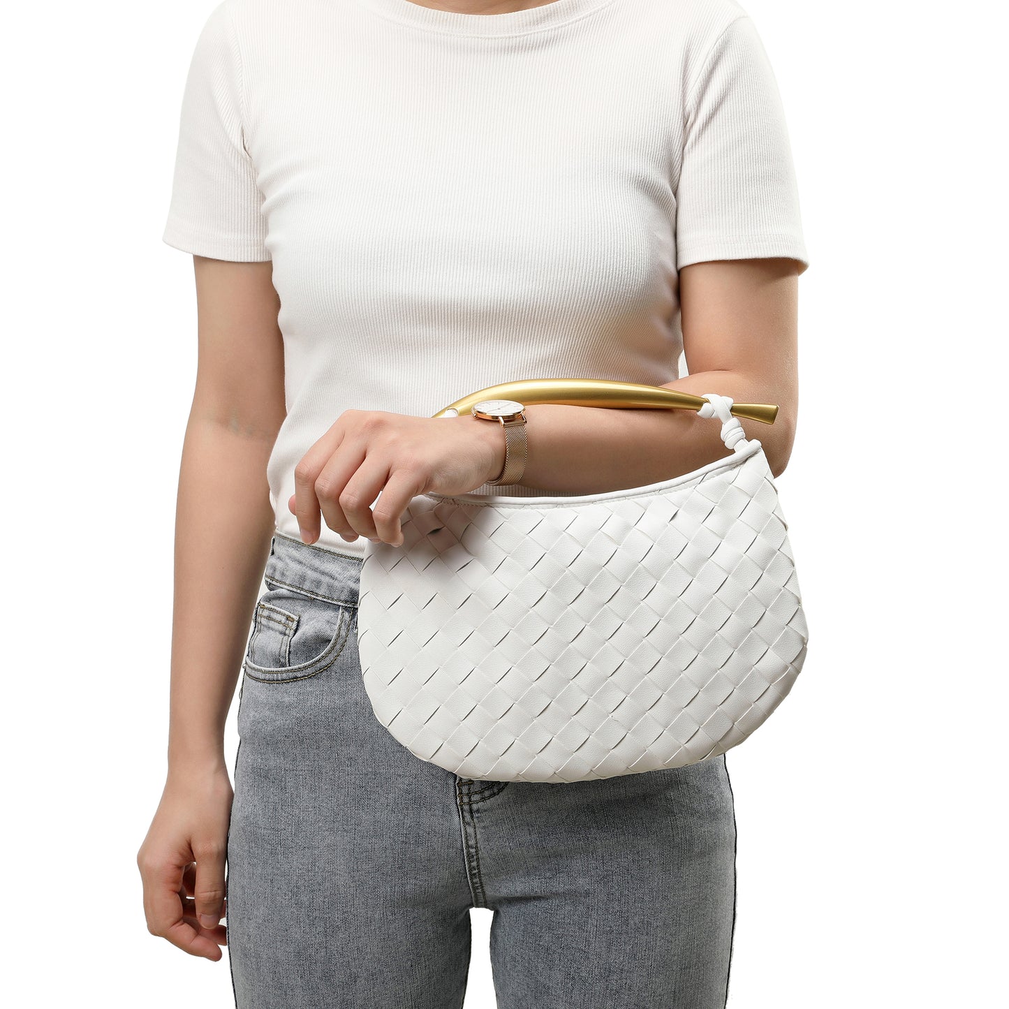 Tiffany & Fred Woven Leather Top-Handle Bag/Clutch