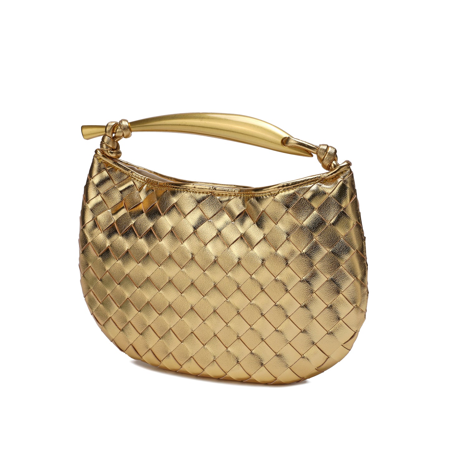 Woven sheepskin Leather golden handle