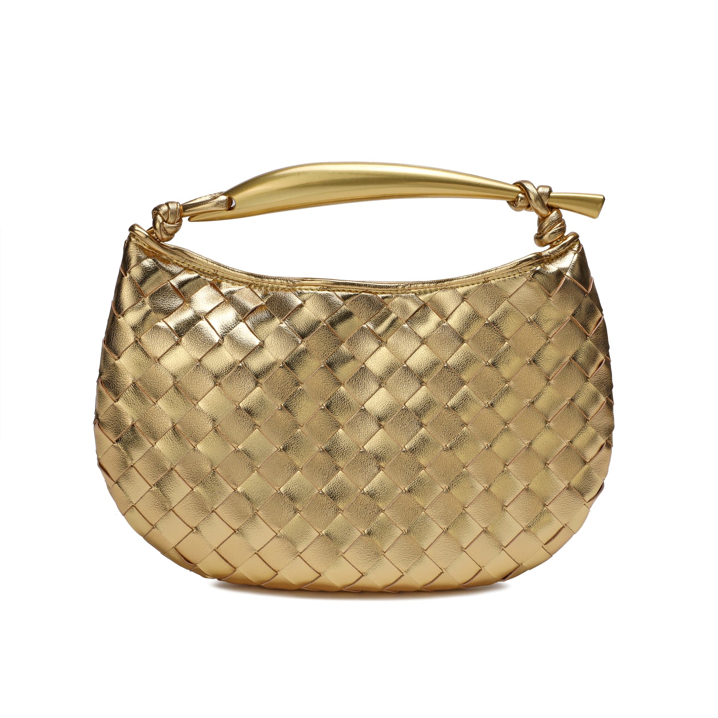 Woven sheepskin Leather golden handle